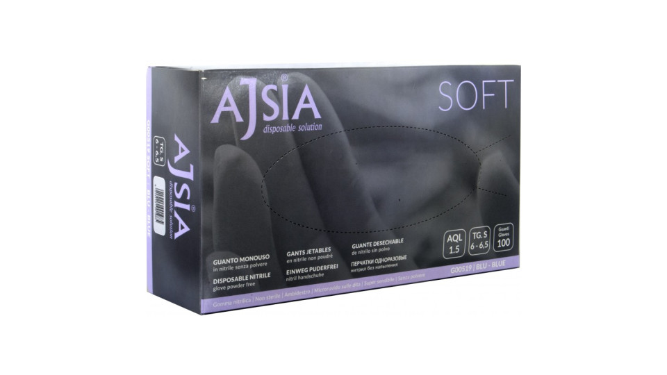 Ajsia guanti nitrile soft blu taglia S