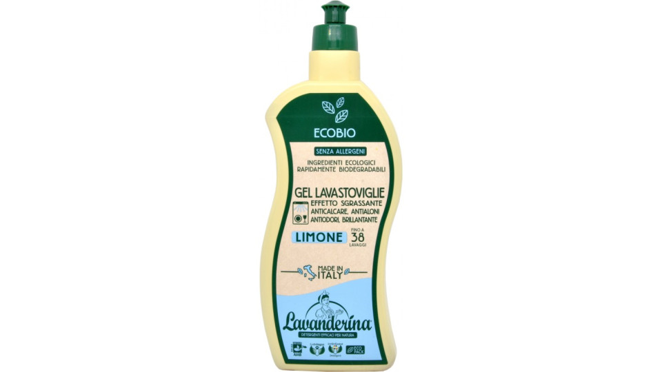 Lavanderina gel lavastoviglie al limone 38 lavaggi bio ml.650