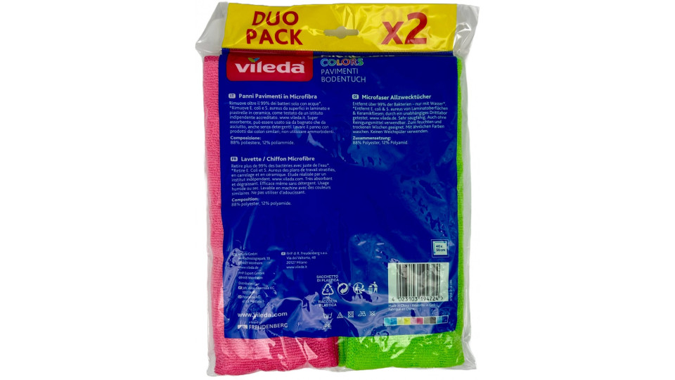 Vileda panno pavimenti Microfibra Colors cm.50x40 2 pz