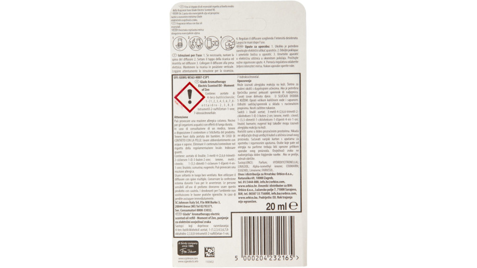 Glade Aromatherapy Liquido Elettrico Ricarica Moment of Zen 20ml
