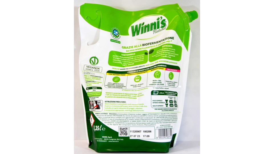 Winni's detersivo liquido lavatrice ecoformato lt.1.35