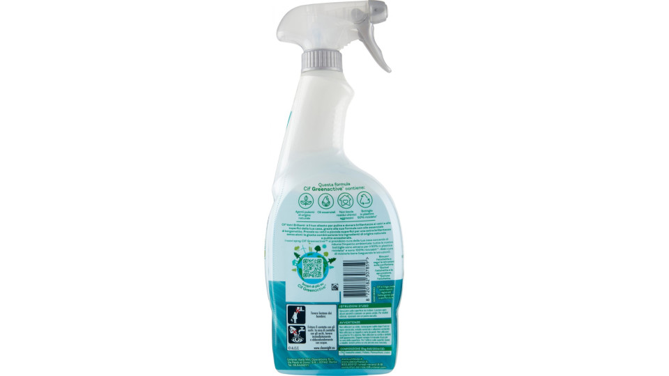 Cif Greenactive Vetri Brillanti Olio Essenziale di Bergamotto...