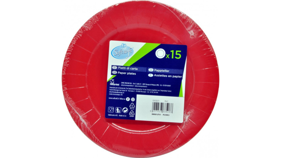 Soft Soft piatti dessert riciclabili colore rosso pz.15