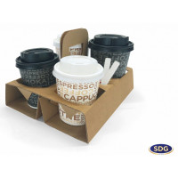 SDG cestino portabicchieri con 4 fori colore avana
