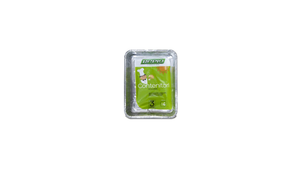 Rapid vaschette alluminio senza coperchio r30 4 porzioni x3
