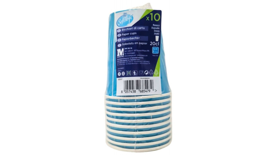 Soft Soft bicchieri di carta ric.turchese cl.20x10