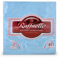 Raffaello tovaglioli ricamati fiore azzurro pz.40
