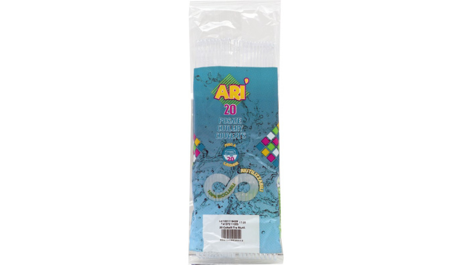 Aristea coltelli plastica riutilizzabili 100% riciclabili pz.20