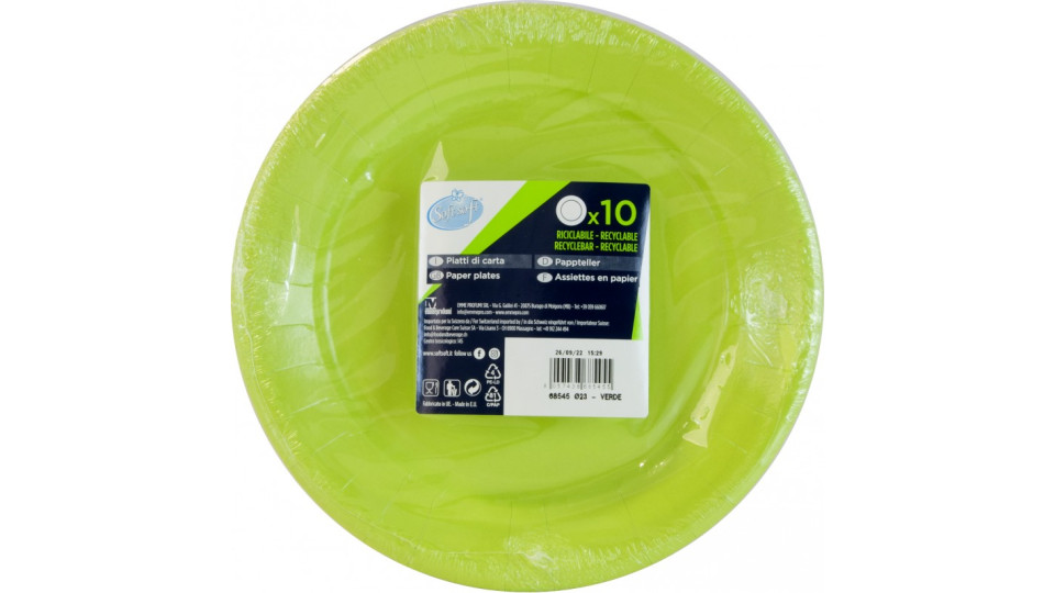 Soft Soft piatti carta 23 cm verde x10