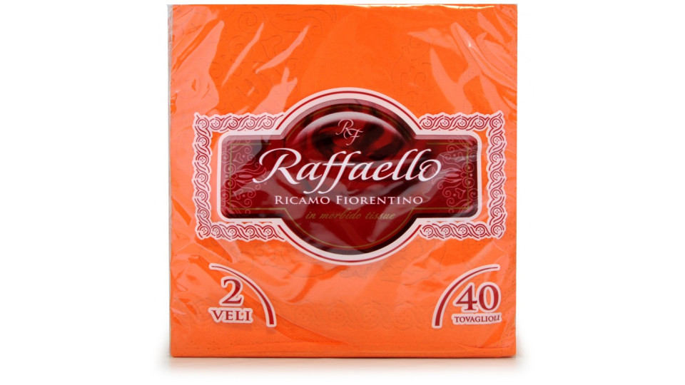 Raffaello tovaglioli ricamati fiore arancio pz.40