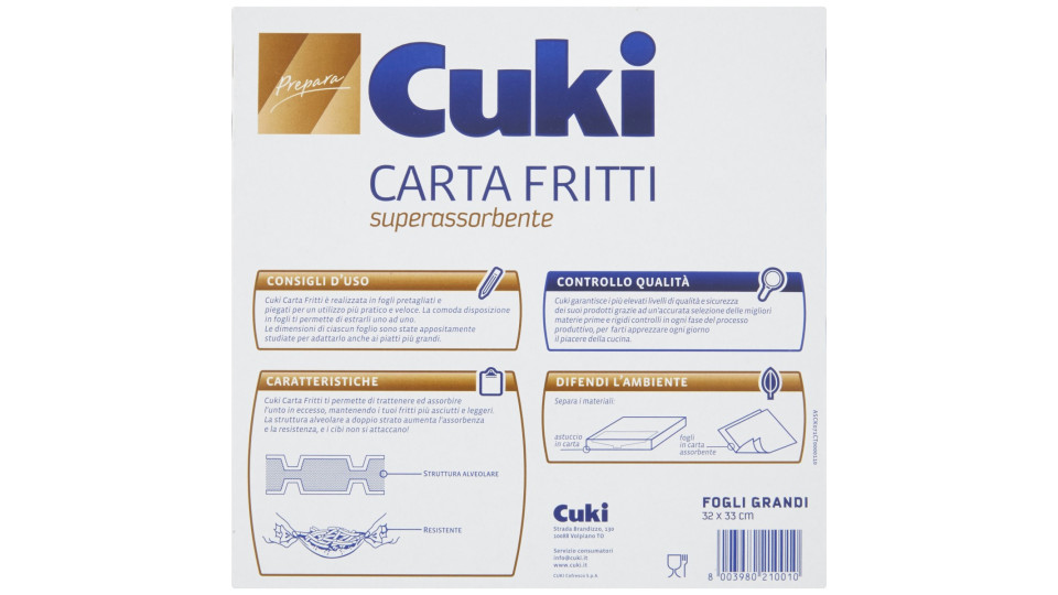 Cuki Prepara Carta Fritti (20 fogli da 32 x 33 cm)