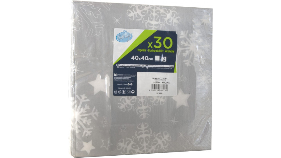 Soft Soft tovaglioli natale decorati argento cm.40x40 pz.30