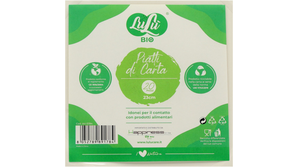 Lulu' piatti piani 23 cm bianco riciclabili x20