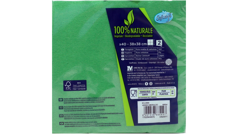 Soft Soft tovaglioli verde smeraldo 40pz cm.38x38