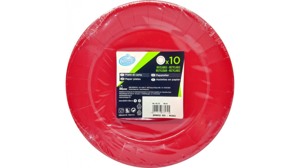 Soft Soft piatti carta ric. rosso cm.23 PZ.10