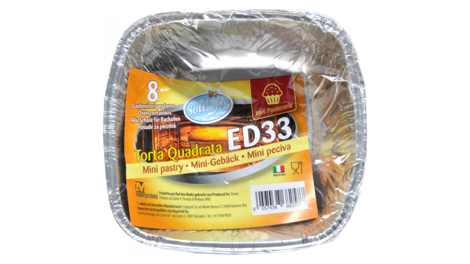 Soft Soft contenitori per forno ed33 torta quadrata pz.8