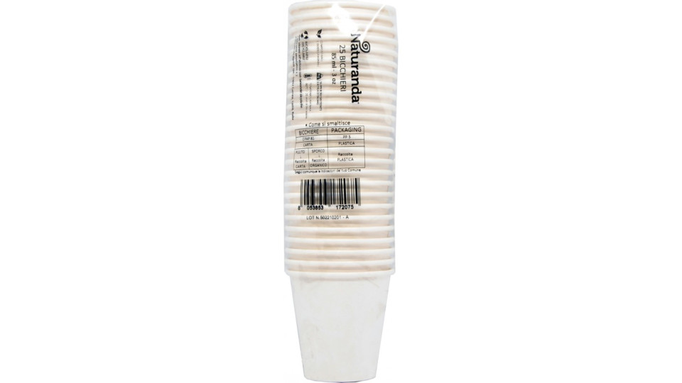 Naturanda bicchieri caffe' ml.85 3oz 25 pz.