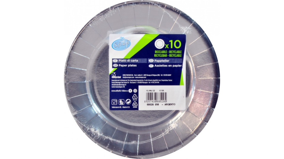 Soft Soft piatti carta compostabili argento x10