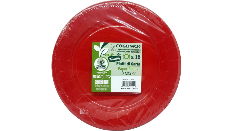 Cogepack piatti piani carta rosso x15