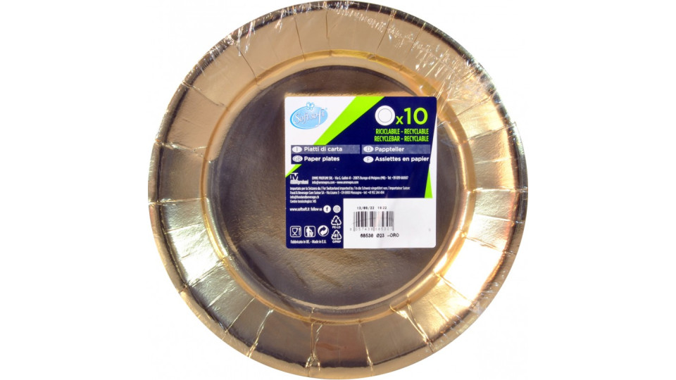Soft Soft piatti carta compostabili oro cm.23 x10