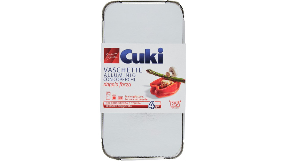 Cuki Conserva e Cuoce Vaschette alluminio con coperchi 2...
