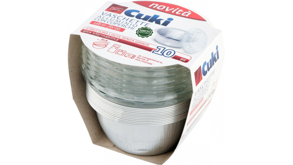 Cuki Conserva e Cuoce Vaschette Alluminio con Coperchi 8 cm 10 pz