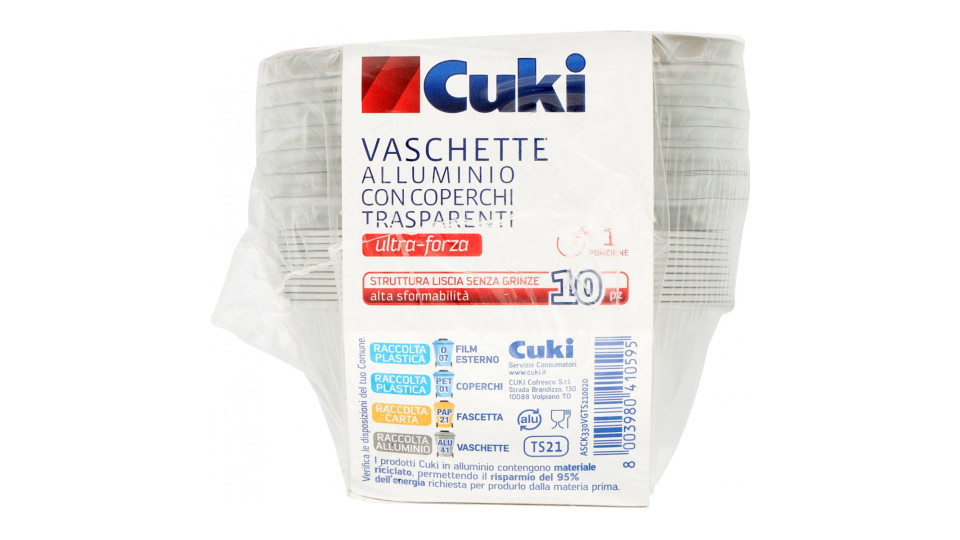 Cuki Conserva e Cuoce Vaschette Alluminio con Coperchi 8 cm 10 pz