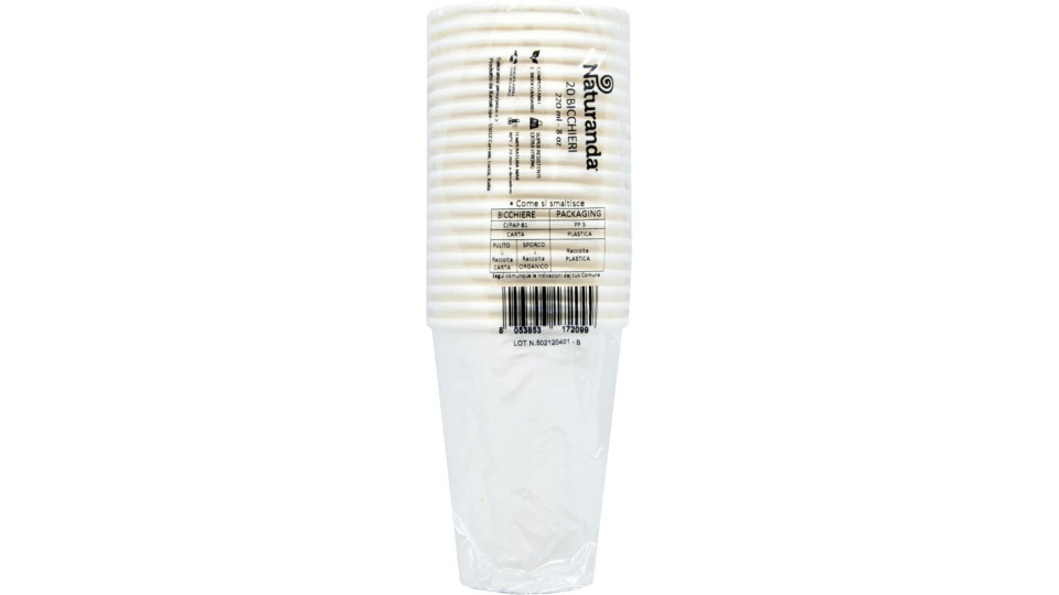 Naturanda bicchieri bio ml.220 8oz x20