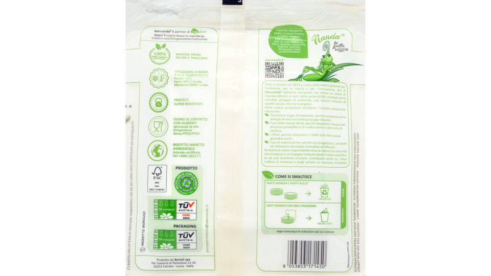 Naturanda piatto quadrato bio cm.20x20 x10