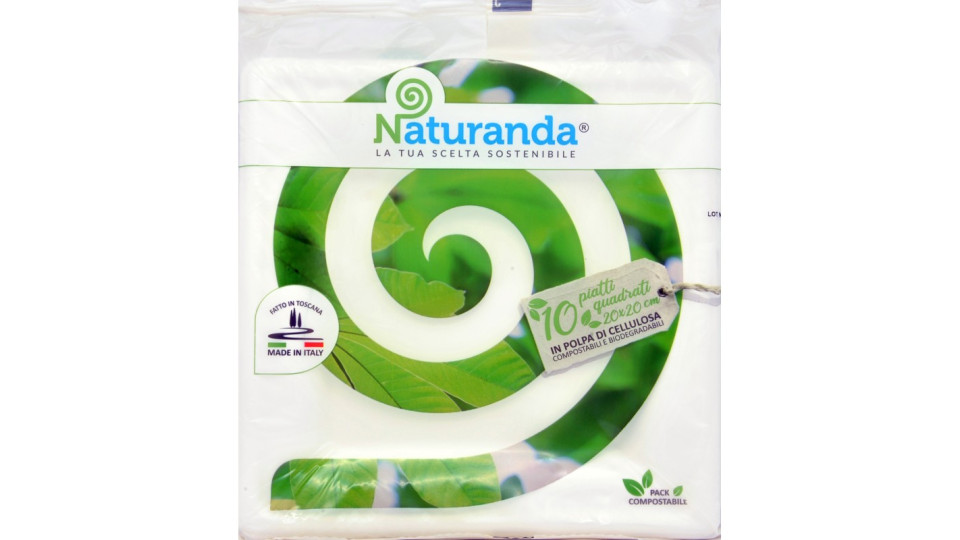 Naturanda piatto quadrato bio cm.20x20 x10