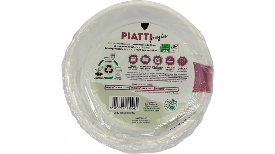 Signor bio piatti pasta ml.680 pz.15