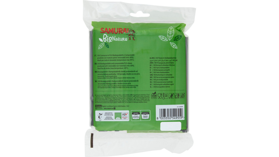 Samurài BioNature Cannucce 15cm - Ø 8mm 100 pz