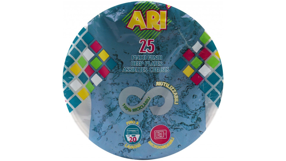 Aristea piatti fondi cm.22 riutiilizzabili x25