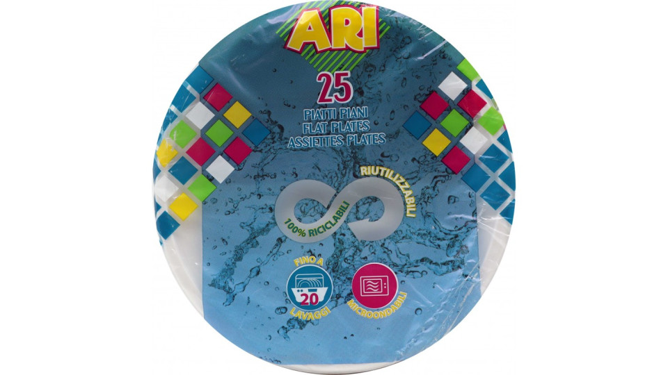 Aristea piatti piani cm.22 riutilizzabili x25