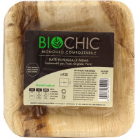Biochic piatto fondo quadrato in foglia di palma cm.18 pz.6