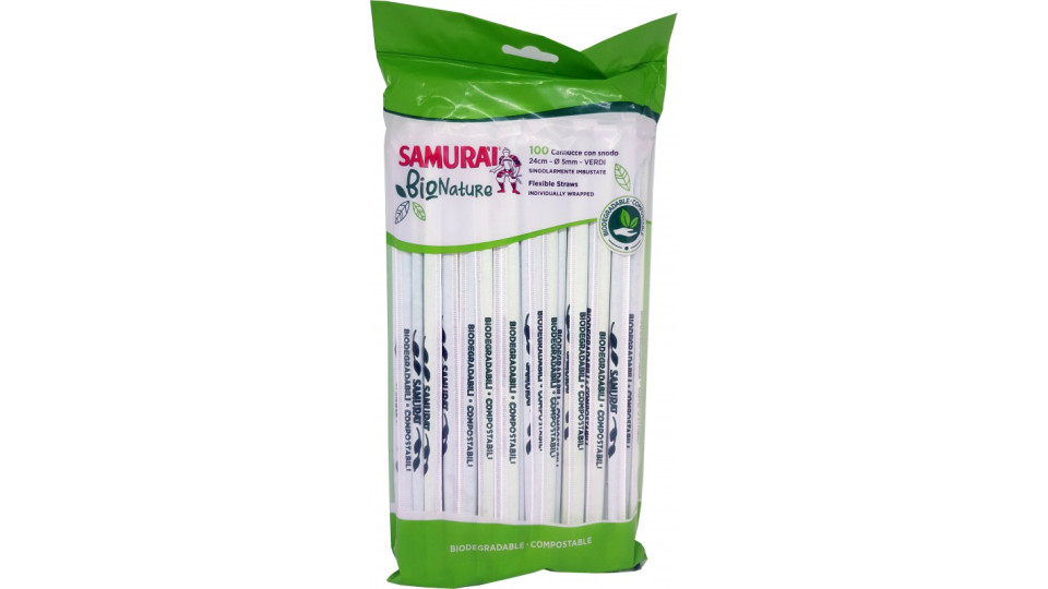 Samurài BioNature Cannucce con snodo 24cm - Ø 5mm - Verdi...