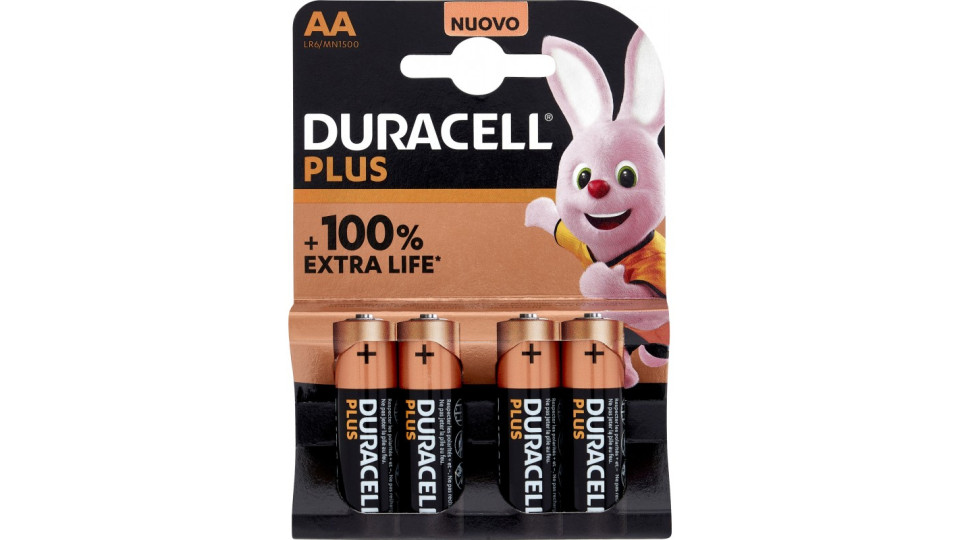 Duracell Plus AA Batterie Stilo Alcaline confezione da 4 1.5V...