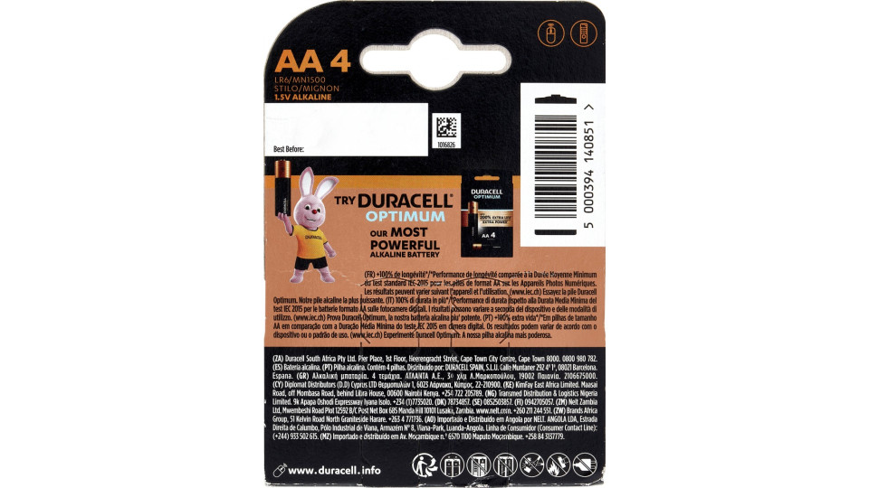 Duracell Plus AA Batterie Stilo Alcaline confezione da 4 1.5V...