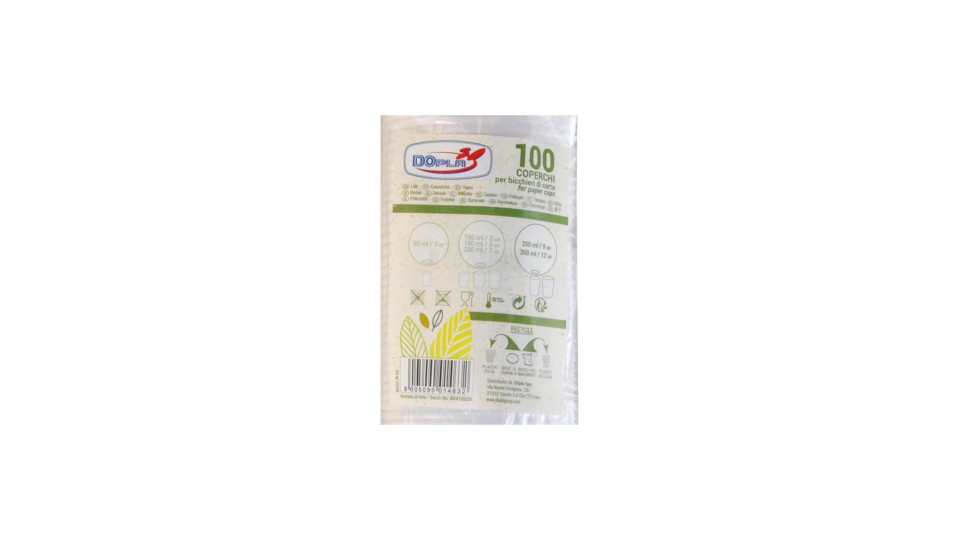 Dopla coperchi per bicchiere bio ml250 pz.100