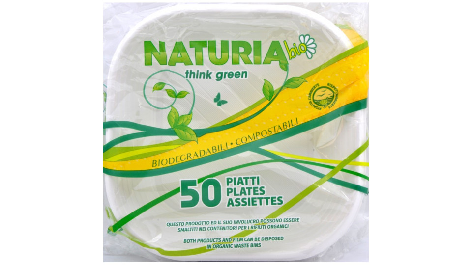 Naturia piatti 165x165 plastica nat-bio x50 pz