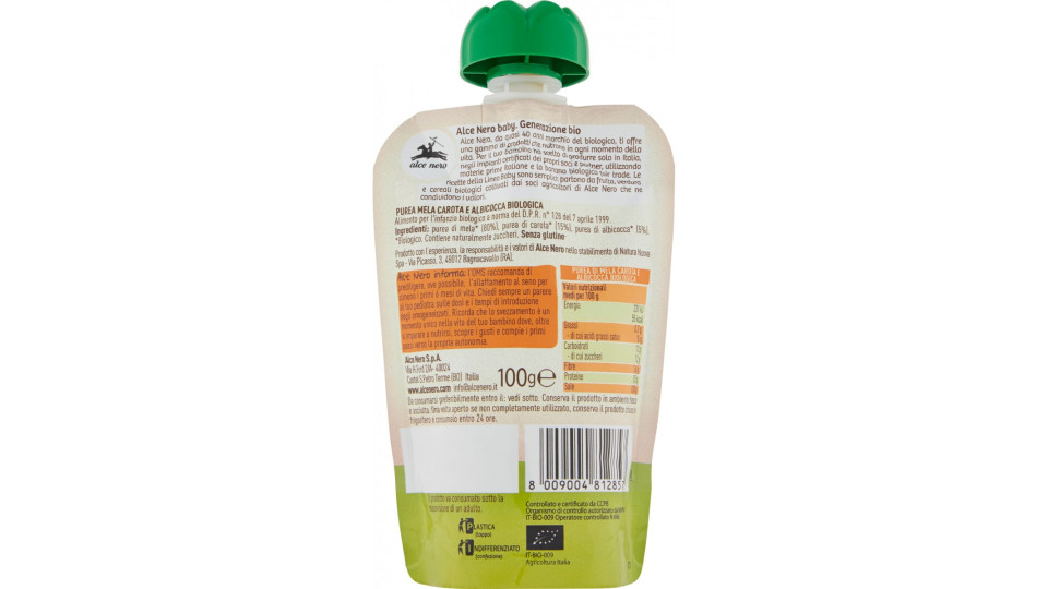 Alce Nero bio purea mela carota albicocca gr.100