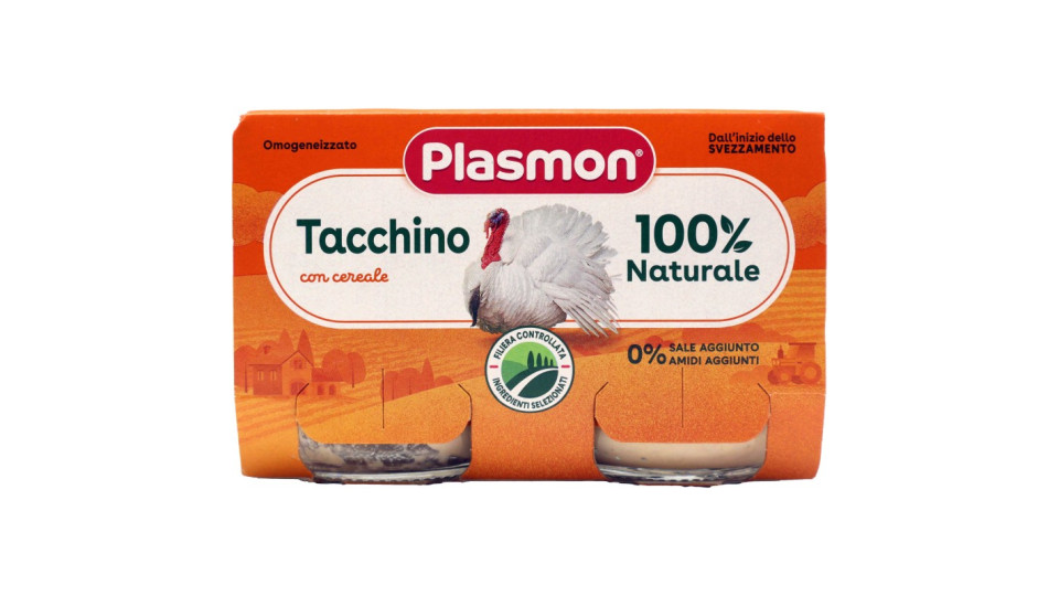 Plasmon Tacchino Omogeneizzato con Tacchino e Cereale 2 x 120 g