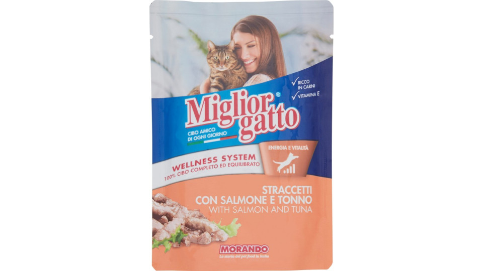 Migliorgatto Straccetti con Salmone e Tonno 100 g