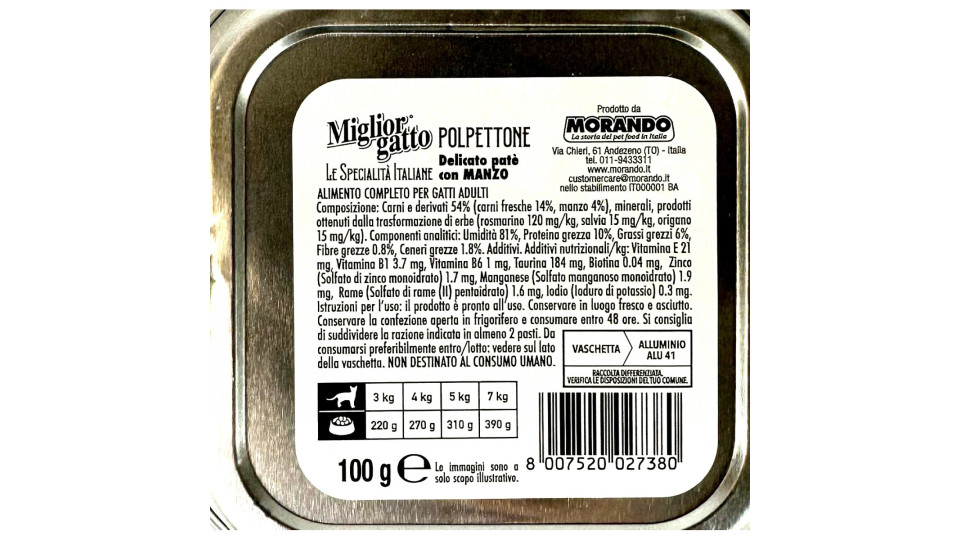 Migliorgatto specialità italiane polpettone con manzo gr.100