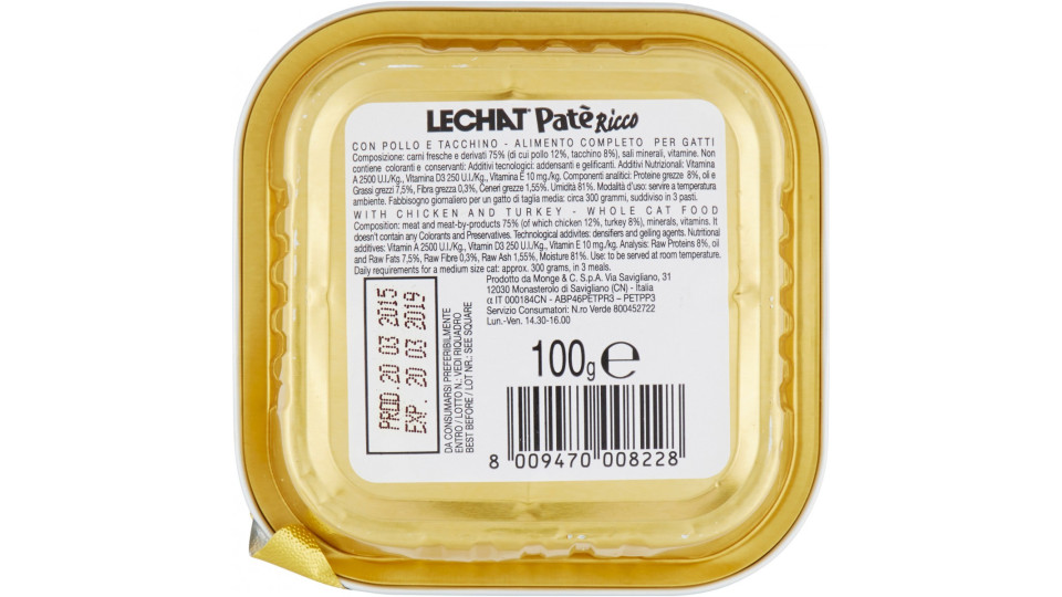 LeChat Patè ricco con pollo e tacchino 100 g