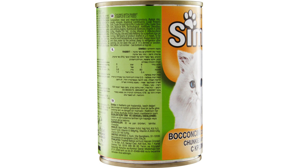 Simba Bocconcini con Coniglio per gatti 415 gr.