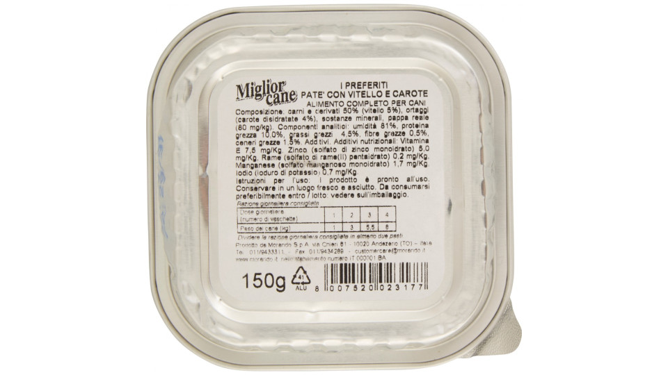 Migliorcane I Preferiti Gustoso Patè con Vitello e Carote Mini...