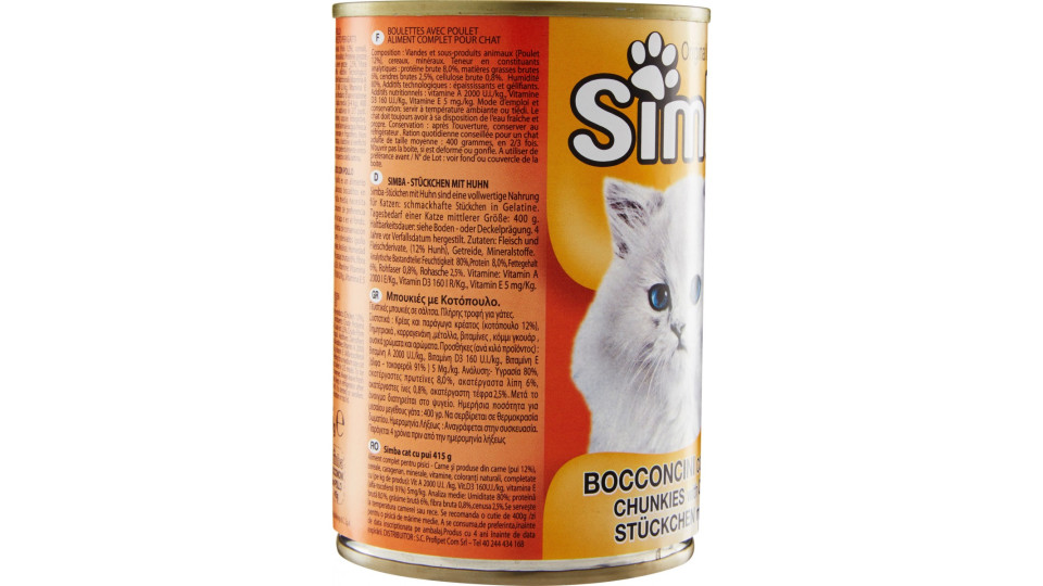 Simba Bocconcini con Pollo per gatti 415 gr.