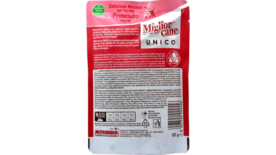 Migliorcane unico deliziosa mousse al prosciutto gr.80