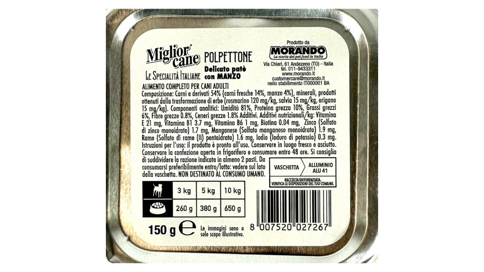 Migliorcane specialità italiane polpettone con manzo gr.150